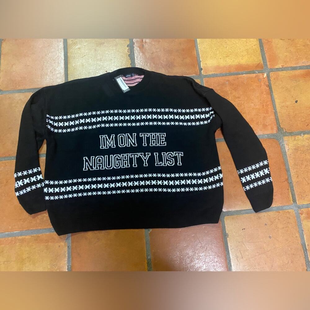 Boohoo Naughty List Christmas Holiday Sweater Size 24